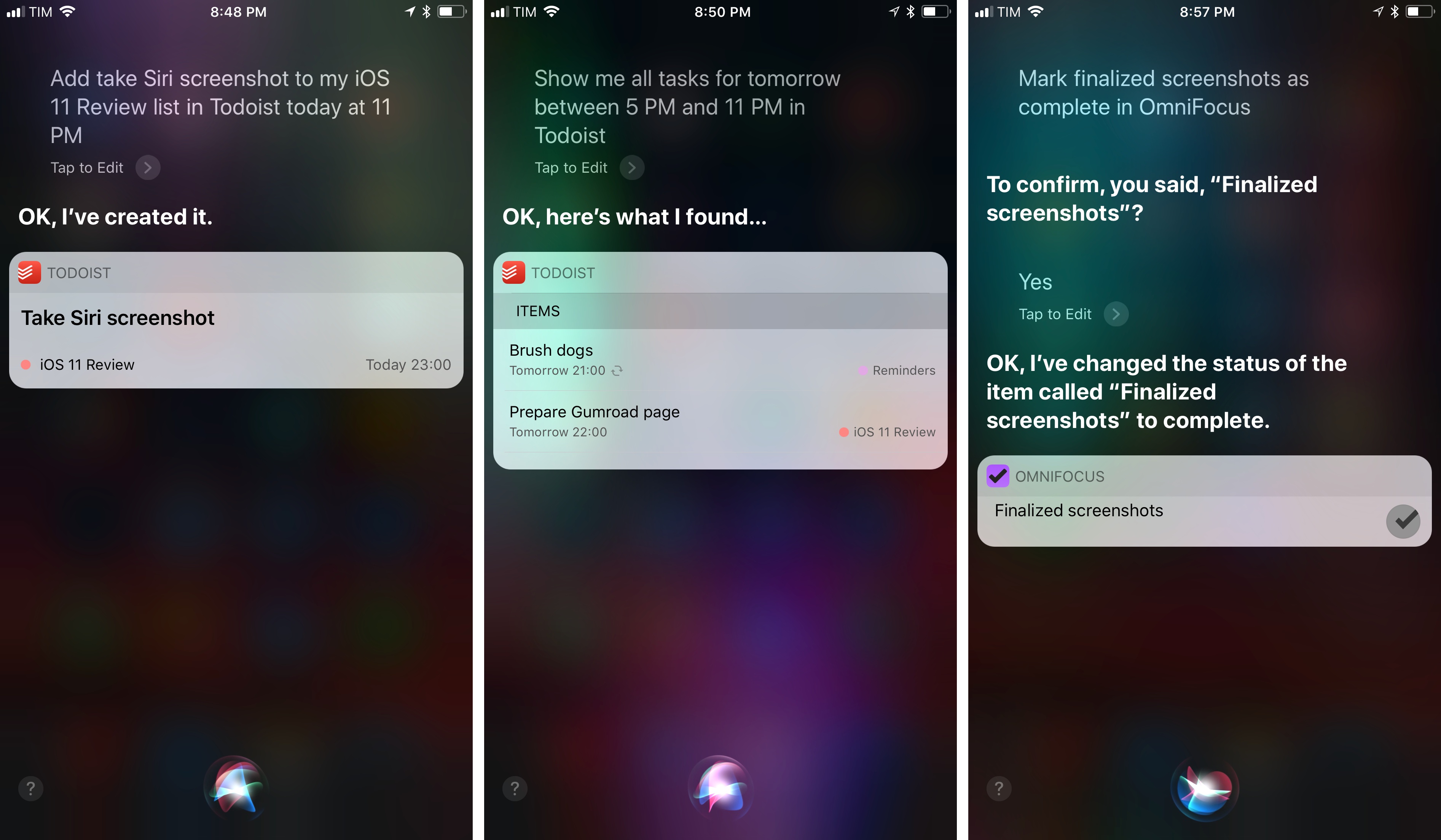 Todoist and OmniFocus have been updated with Siri integration in iOS 11.
